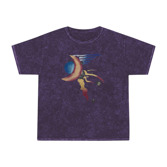 Unisex Mineral Wash T - Shirt crescent moon - Steel Pony