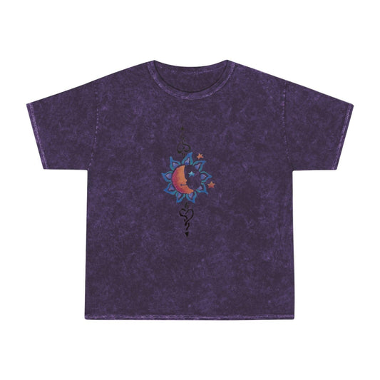 Unisex Mineral Wash T - Shirt Sunhine Print - Steel Pony