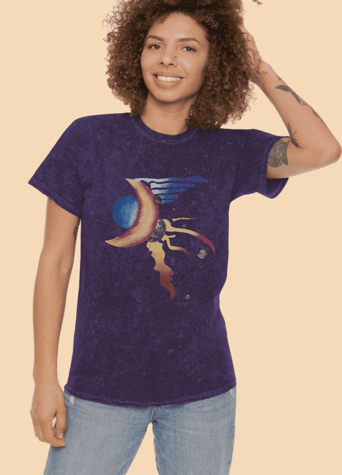 Unisex Mineral Wash T-Shirt crescent moon