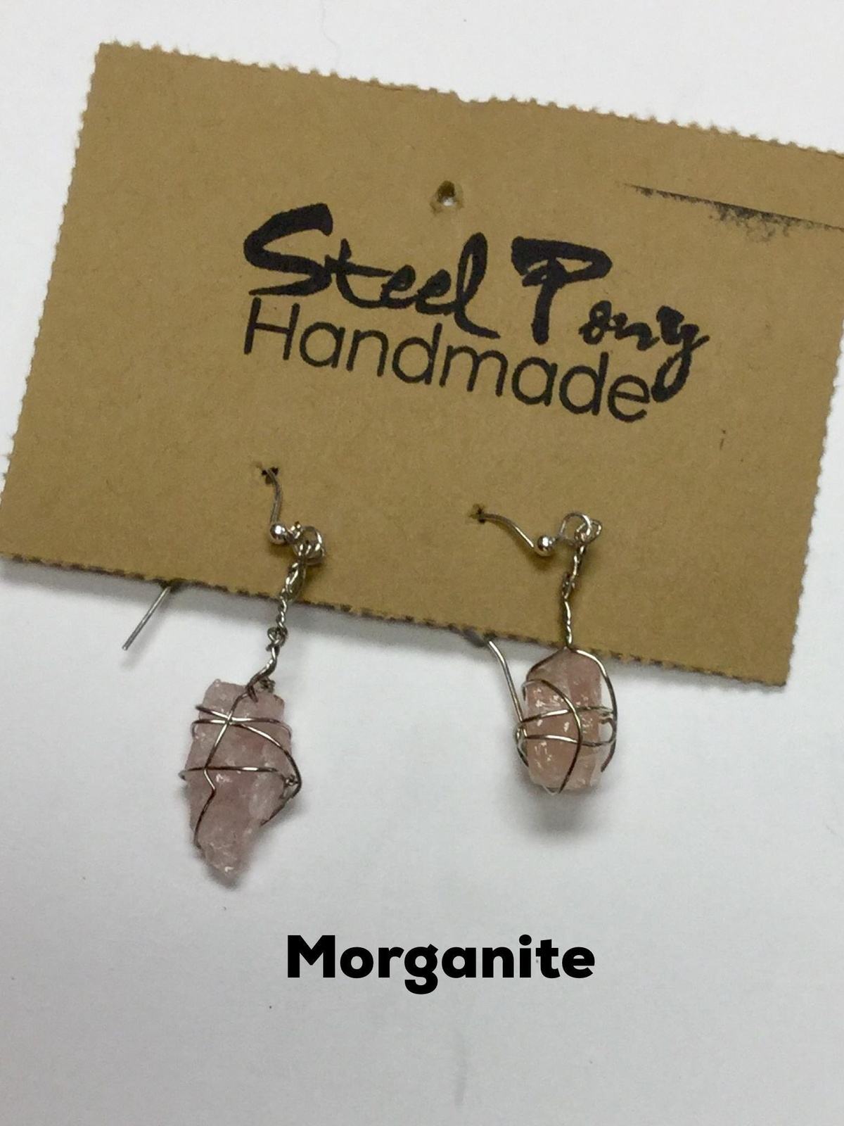 Steel Pony Morganite Crystal Earrings