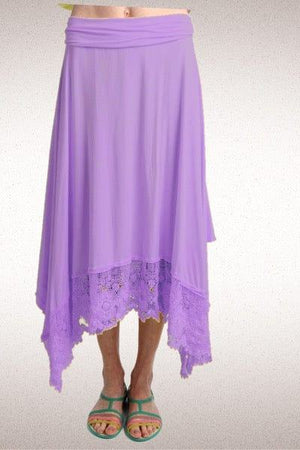 Steel Pony Small / Wysteria Margarite Modal Skirt with Lace on the Rack
